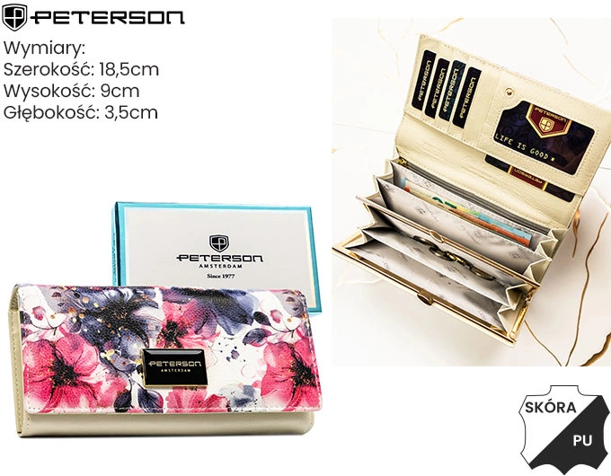 Portfel damski Peterson kwiatowy skórzany RFID elegancki wielokolorowy portfel pol_pl_Portfel-skora-PU-PTN-PX24-PF1-Rose-21260_5
