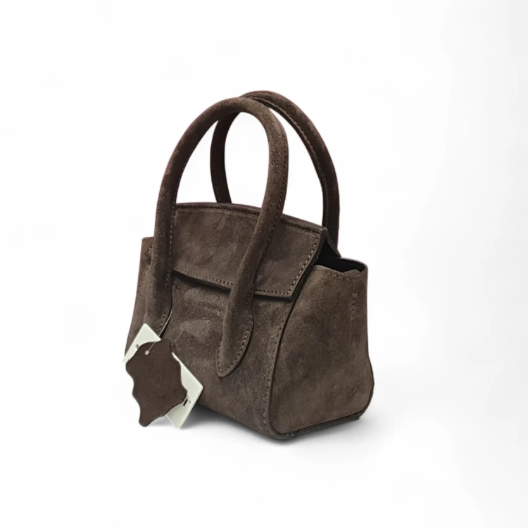 Laura Biaggi mini shopper zamszowy czekoladowy widok z boku.jpg