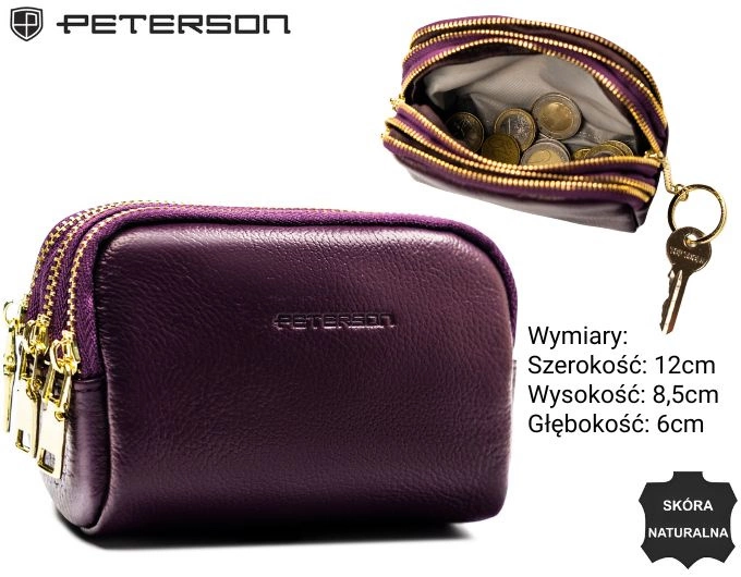 Kluczówka Peterson skórzana fioletowa – wymiary