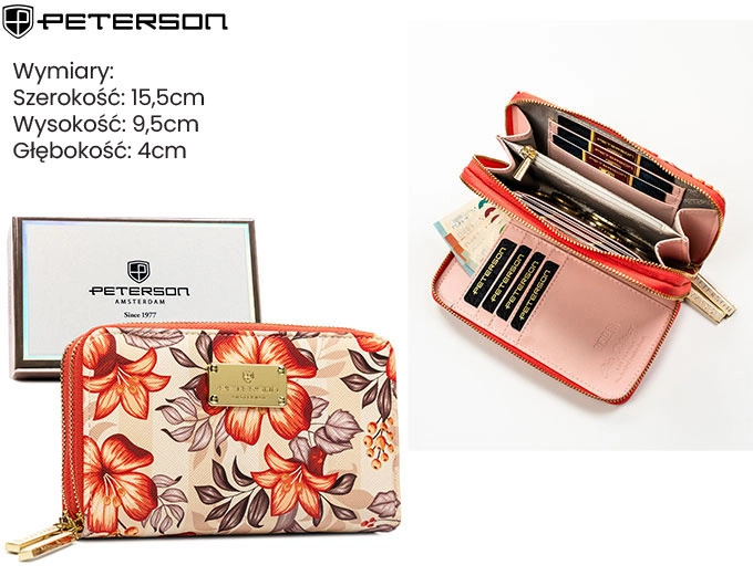 Portfel damski Peterson RFID – wymiary