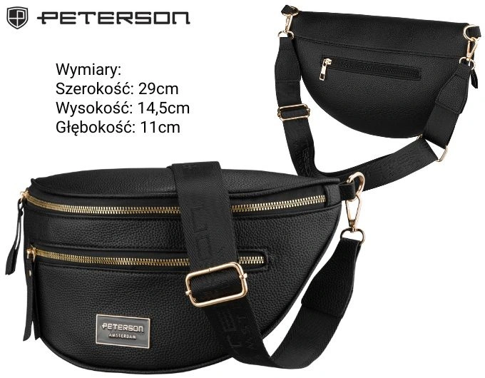 Elegancka czarna saszetka damska Peterson.