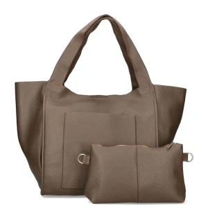 Vera Pelle Torebka Damska Skórzana Naturalna Shopper A4 Taupe XXL 