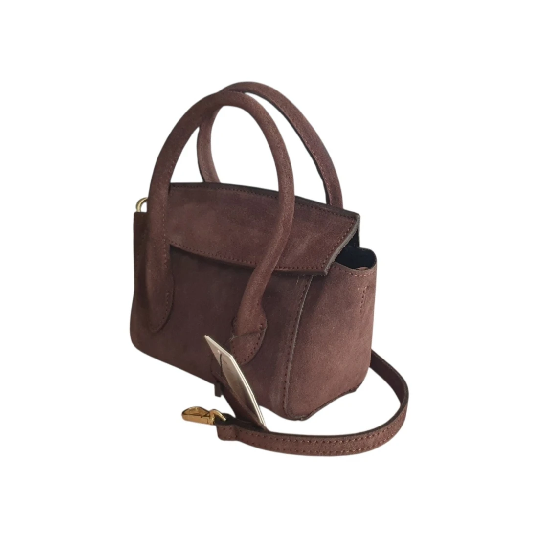 Laura Biaggi mini shopper zamszowy czekoladowy widok z boku.jpg