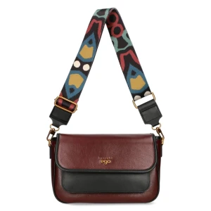 EGO Torebka Damska na Ramię Crossbody A5 2 Paski Listonoszka Bordowa
