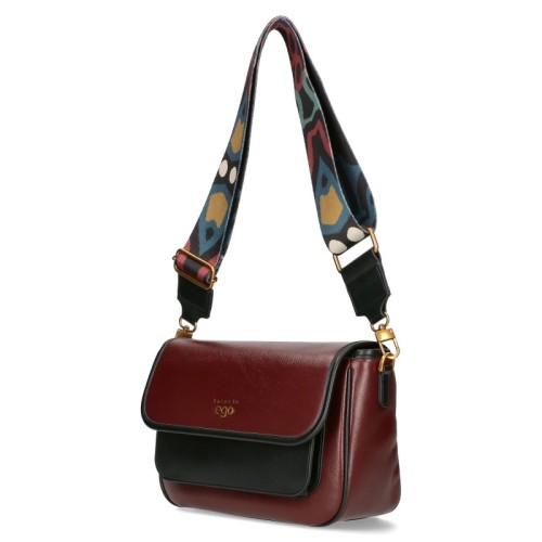 EGO torebka crossbody A5 z dwoma paskami bordowa