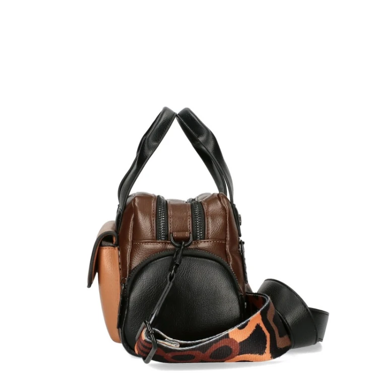 EGO torebka kuferek camel z dwoma paskami crossbody