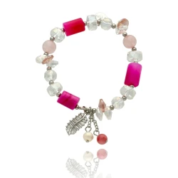 Bransoletka Yvon Lovely Stones agat kryształ różowa 