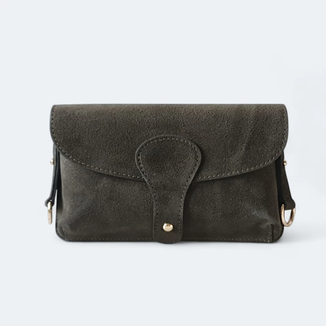 Mała torebka crossbody Laura Biaggi w kolorze verde wykonana z naturalnego zamszu.