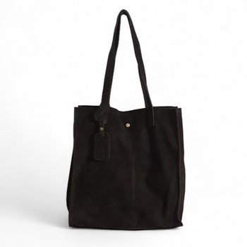 Torebka Damska Zamszowa Shopper – Naturalna Skóra, Pojemna A4