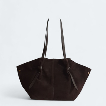 Torebka shopper czekoladowa skóra naturalna LAURA BIAGGI zamszowa brązowy