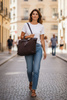 Czekoladowa zamszowa torebka Shopper A4