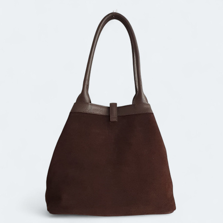 Czekoladowa zamszowa torebka Shopper A4