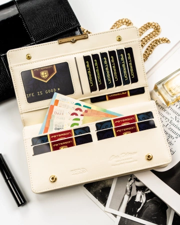 Portfel damski pojemny elegancki duży ochrona RFID ze skóry eko Peterson