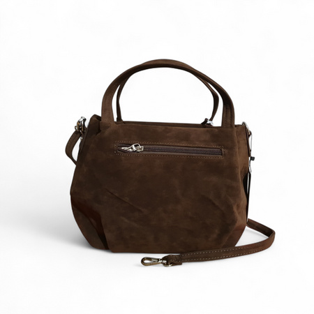 Flora&CO zamszowa czekoladowa torebka z brelokiem