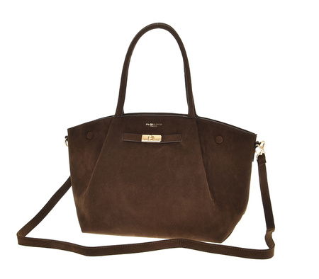 Flora &Co zamszowa czekoladowa torebka shopper