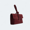 Laura Biaggi skórzana torebka pentelka zamszowa bordo