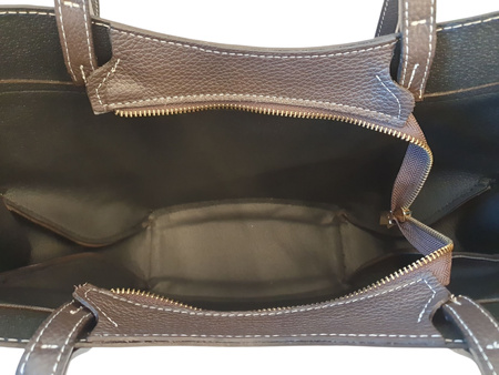 Czekoladowa zamszowa torebka shopper Laura Biaggi