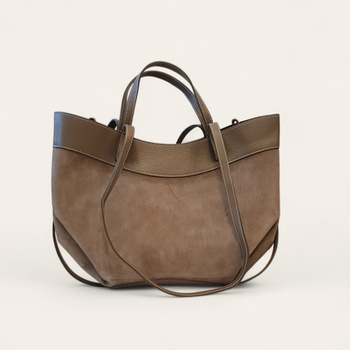 Brązowa zamszowa torebka shopper Laura Biaggi