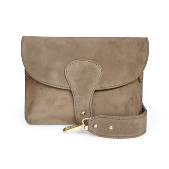 Zamszowa torebka instagramka  skóra naturalna XL na suwak