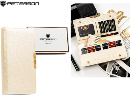 Portfel damski pojemny elegancki duży ochrona RFID ze skóry eko Peterson