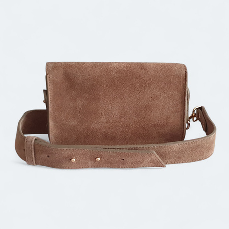 Mała torebka saszetka skóra naturalna zamszowa 