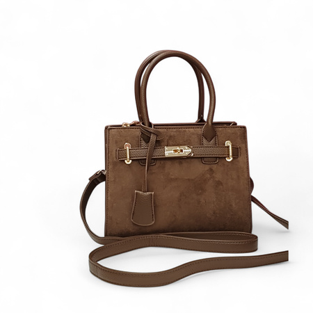 Zamszowa brązowa torebka kuferek Gallantry