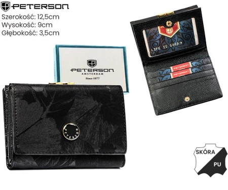 Portfel damski skórzany PETERSON średni elegancki RFID portmonetka