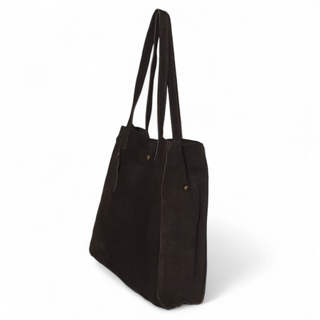 Torebka Damska Zamszowa Shopper – Naturalna Skóra, Pojemna A4