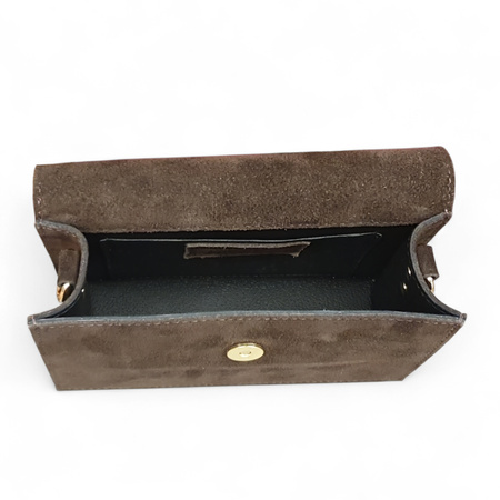 Czekoladowa zamszowa mini torebka listonoszka