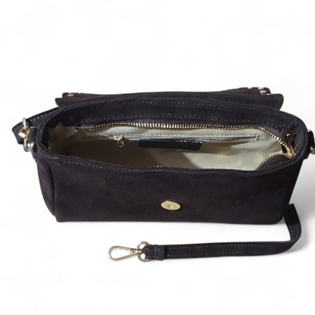 Vera Pelle czekoladowa zamszowa skórzana torebka 