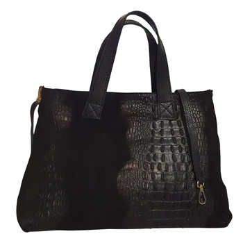 Luka skórzana zamszowa torebka croco mała shopperka