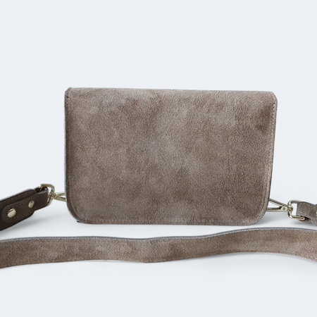 Zamszowa torebka instagramka XL skóra naturalna mocha