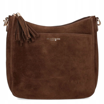 Flora&Co zamszowa czekoladowa listonoszka  torebka damska