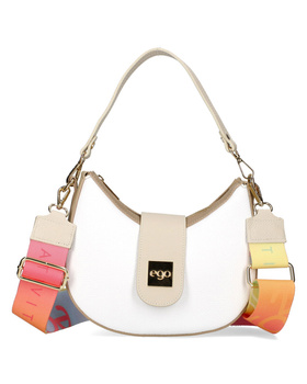 Mała torebka damska na ramię EGO Creativity skóra naturalna z kolorowym paskiem