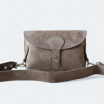 Zamszowa torebka instagramka XL skóra naturalna mocha