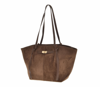 Gallantry duża zamszowa brązowa torebka shopper A4