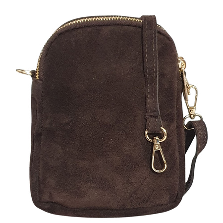 Czekoladowa torebka zamszowa listonoszka ciemny brąz Laura Biaggi