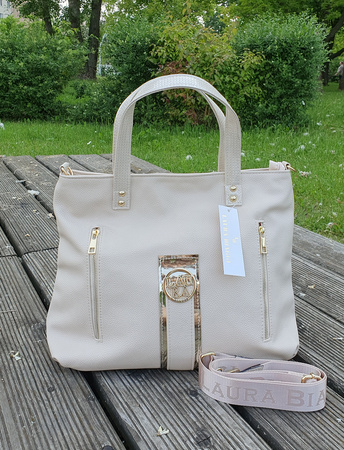 Laura Biagi torebka shopper beżowa złota