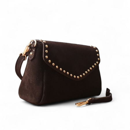 Vera Pelle czekoladowa zamszowa skórzana torebka 