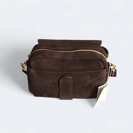 Torebka skóra naturalna zamszowa Laura Biaggi czekolada