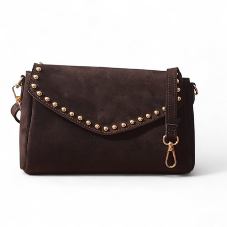 Vera Pelle czekoladowa zamszowa skórzana torebka 