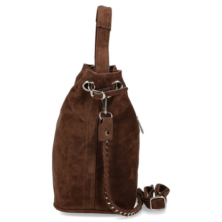 Flora&Co czekoladowa zamszowa torebka shopper A4