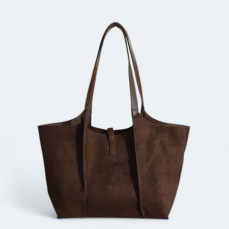 Gallantry zamszowa torebka shopper czekoladowa