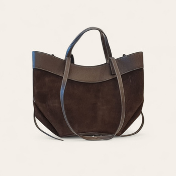 Czekoladowa zamszowa torebka shopper Laura Biaggi