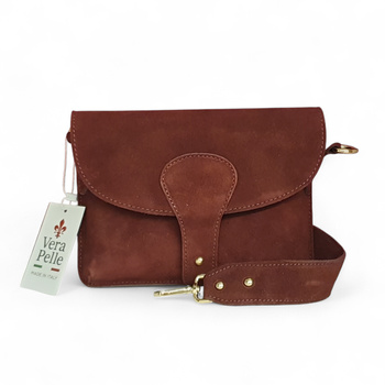 Zamszowa torebka Instagramka skóra naturalna XL na suwak