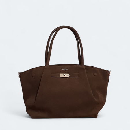 Flora &Co zamszowa czekoladowa torebka shopper