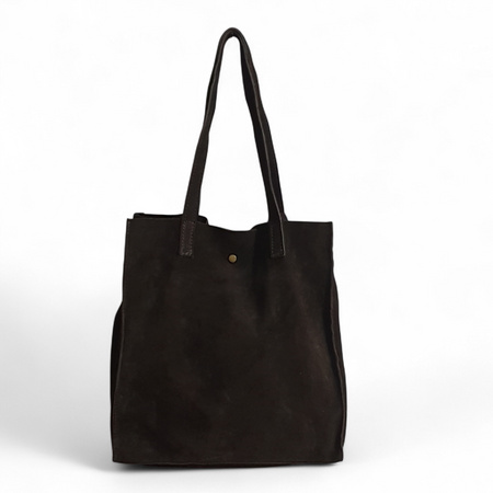 Torebka Damska Zamszowa Shopper – Naturalna Skóra, Pojemna A4