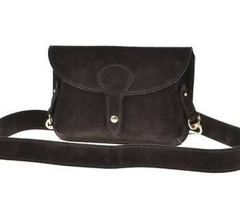 Czekoladowa zamszowa torebka instagramka XL skóra naturalna