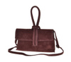 Laura Biaggi skórzana torebka pentelka zamszowa bordo
