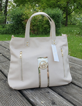 Laura Biagi torebka shopper beżowa złota